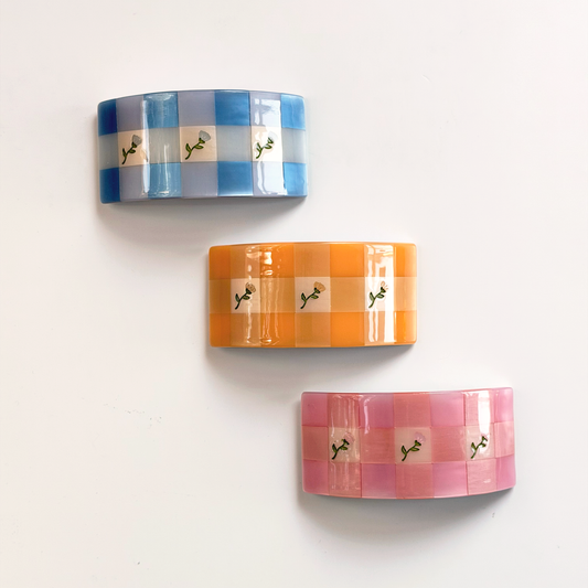 Gingham French Barrette